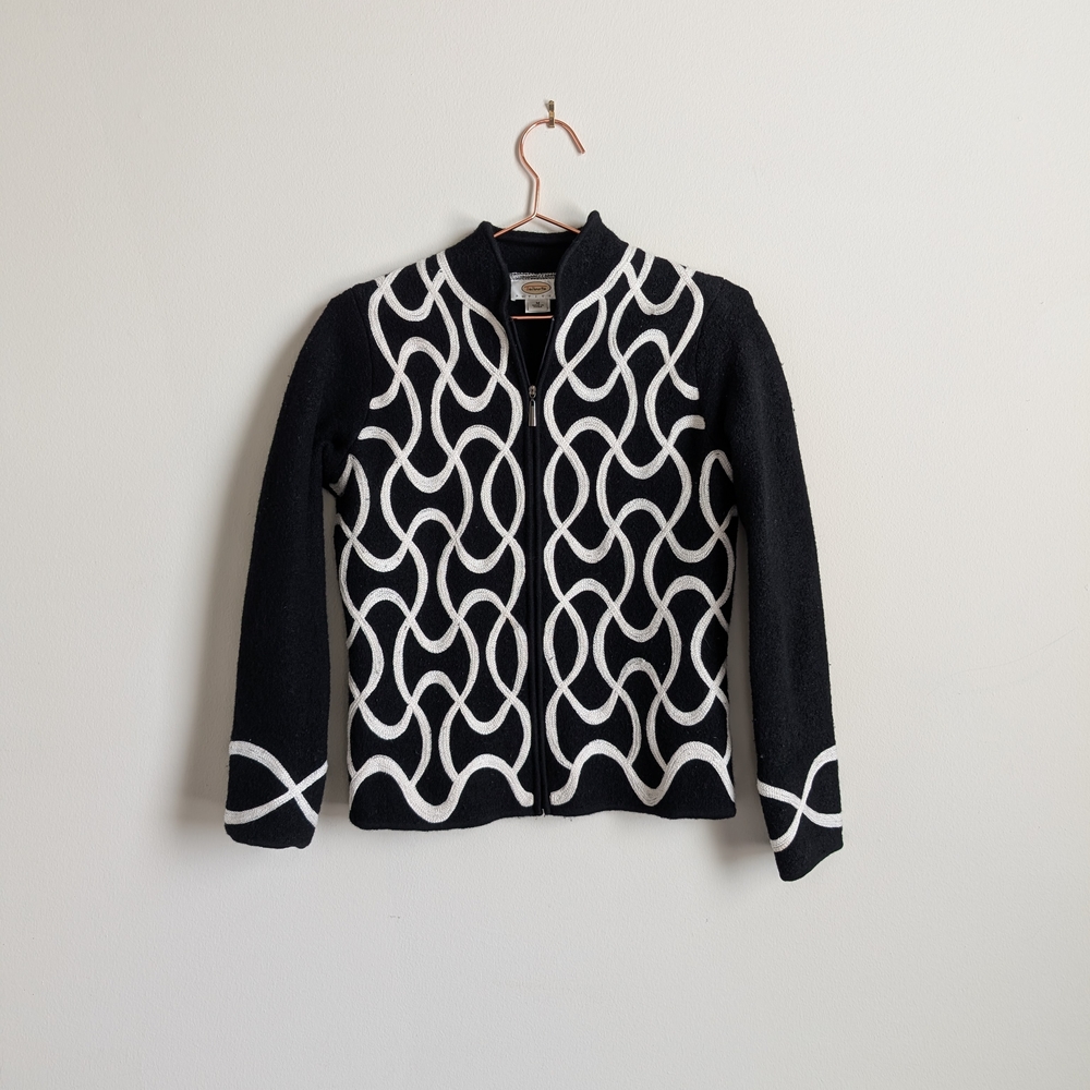 Talbots Vintage 100% Wool Black Petite Knit Sweater Size M